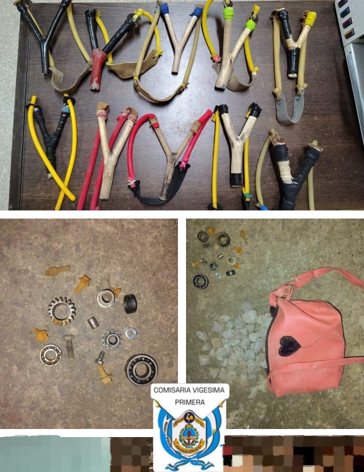 La policía demoro a varios menores que aparentemente serian parte de un grupo que ocasionaban vandalismo con gomeras