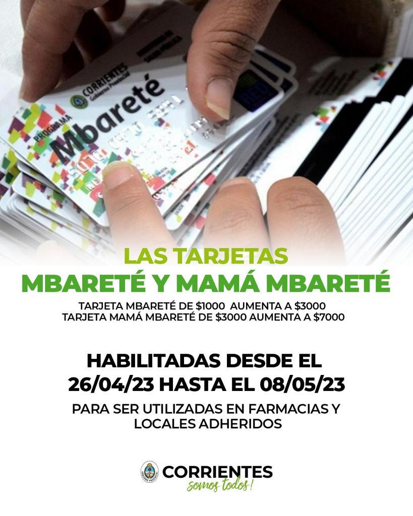 La Provincia incrementa los montos de las tarjetas Mbaret&eacute;