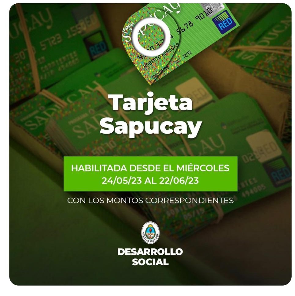 Desde este mi&eacute;rcoles 24   se habilitan las Tarjetas Sapucay