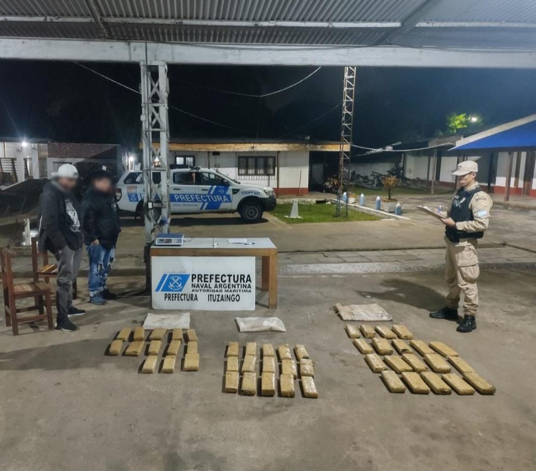 Prefectura incaut&oacute; m&aacute;s de 52 kilos de marihuana en Ituzaing&oacute;