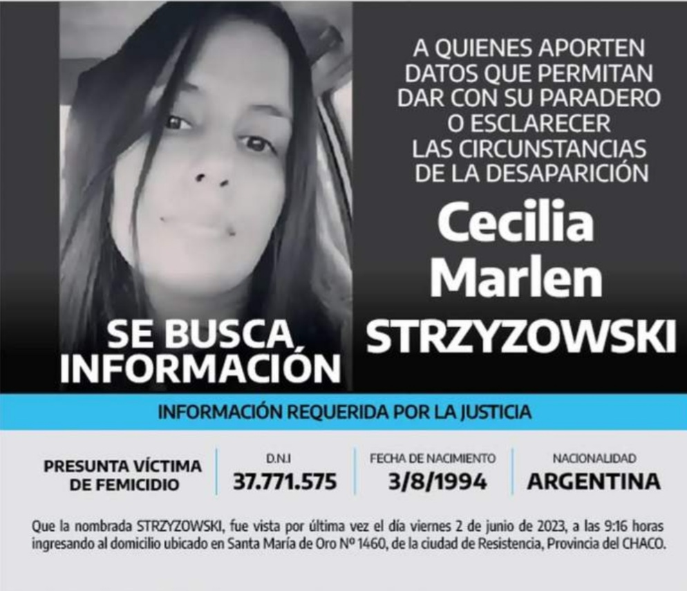 Cecilia Strzyzowski :Ofrecen $5 millones de recompensa