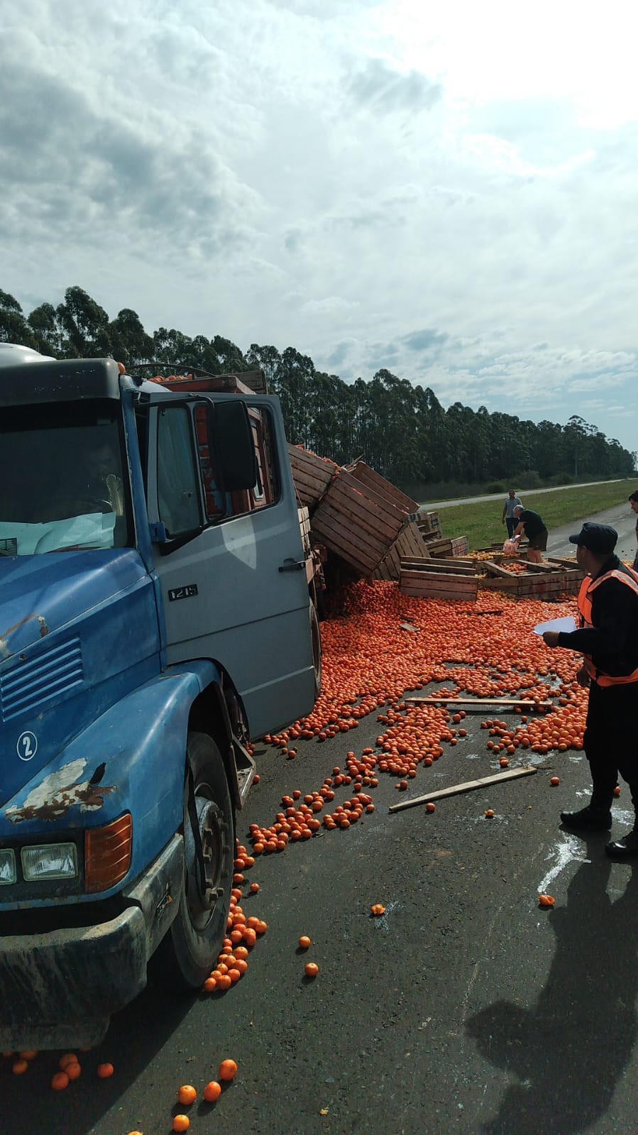 Ruta 14: Un cami&oacute;n volc&oacute; la carga que transportaba de c&iacute;tricos