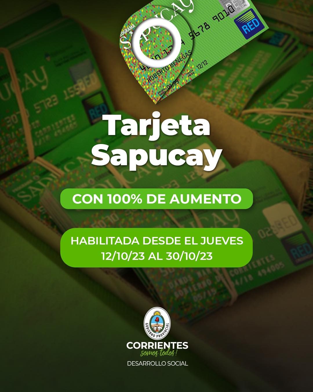 Desde este jueves 12 se habilitan las Tarjetas Sapucay