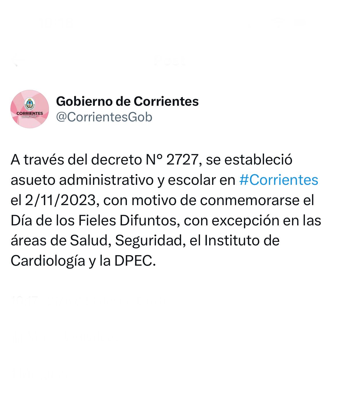 La Provincia estableci&oacute; que ser&aacute; asueto administrativo y escolar el 2 de noviembre