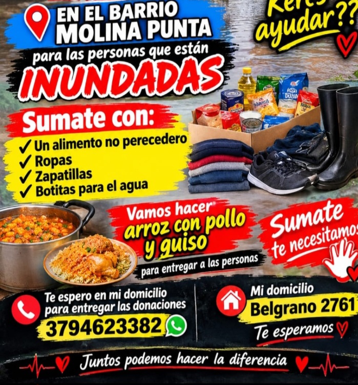 Solidaridad en tiempos dif&iacute;ciles: Se realiza campa&ntilde;a solidaria para vecinos del barrio Molina Punta y alrededores