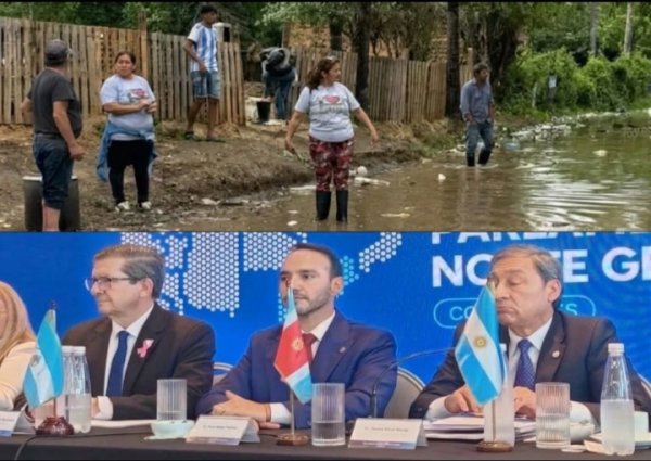 Mientras el gobierno gasta millones en recibir al parlamento,  a pocos metros la gente est&aacute; bajo agua 