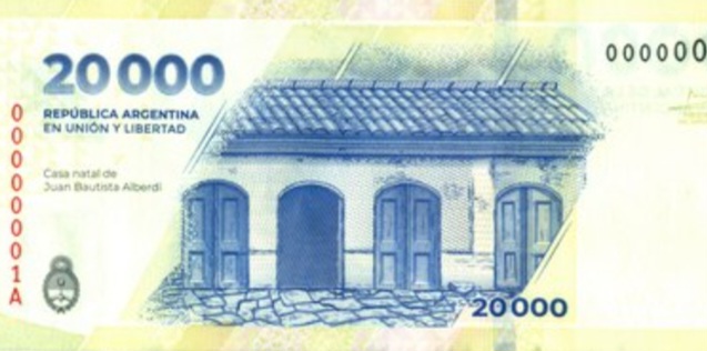 Comenz&oacute; a circular el nuevo billete de 20.000 pesos