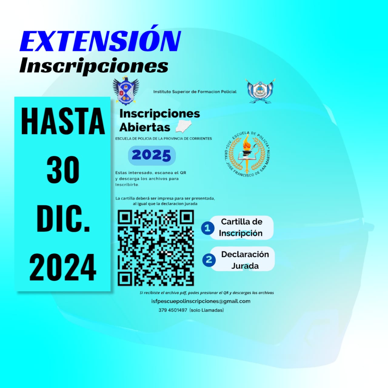 Se extiende hasta el pr&oacute;ximo lunes 30 la inscripci&oacute;n a la escuela de polic&iacute;a 